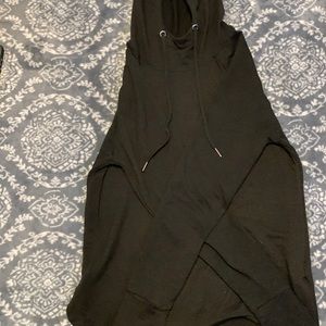 A black hoodie with thumb holes